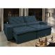 Sofá Lisboa 2,72m Retrátil, Reclinável com Molas no Assento Tecido Suede Velusoft Azul - Cama InBox