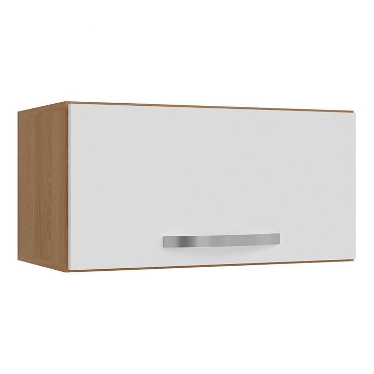 Armário Aéreo Basculante 60cm Amêndoa/Branco - AJL Móveis