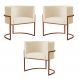 Kit 3 Poltronas Decorativa Luana Base Bronze Veludo Bege - Montanaris Decor