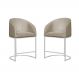 Kit 02 Poltronas Cadeira Banqueta Mia Base Branca Veludo Bege - Montanaris Decor