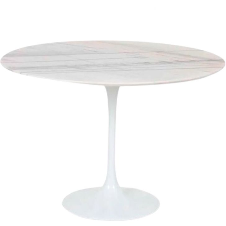 Mesa de Jantar Tulipa Saarinen Redonda 120 cm Mármore Branco Extra