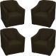 Kit 4 Poltronas Decorativas Para Sala Mila Suede Marrom Pé De Plástico - Clique E Decore