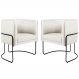 Kit 02 Poltronas Decorativas Sala de Estar Base de Aço Preto Nix Linho Creme - Gran Belo