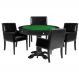 Mesa de Jogos Carteado Victoria Redonda Tampo Reversível Preto com Kit 4 Cadeiras Liverpool PU Preto Liso G36 G15 - Gran Belo