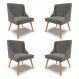 Kit 4 Cadeiras Decorativas Sala de Jantar Pés Palito de Madeira Firenze Suede Grafite/Natural G19 - Gran Belo