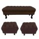 Kit 01 Puff Calçadeira Retrô 1,00 Metro Luis Xv Mais 02 Puffs 50X40 cm Capitonê Suede Marrom - DS Estofados
