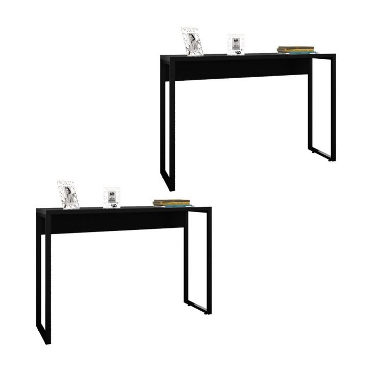 Kit 2 Aparadores Pés Metálicos Studio Industrial M18 Preto - Mpozenato