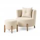 Kit Poltrona e Puff Luna Decorativa Curvo Orgânico Boucle Bege - Montanaris Decor