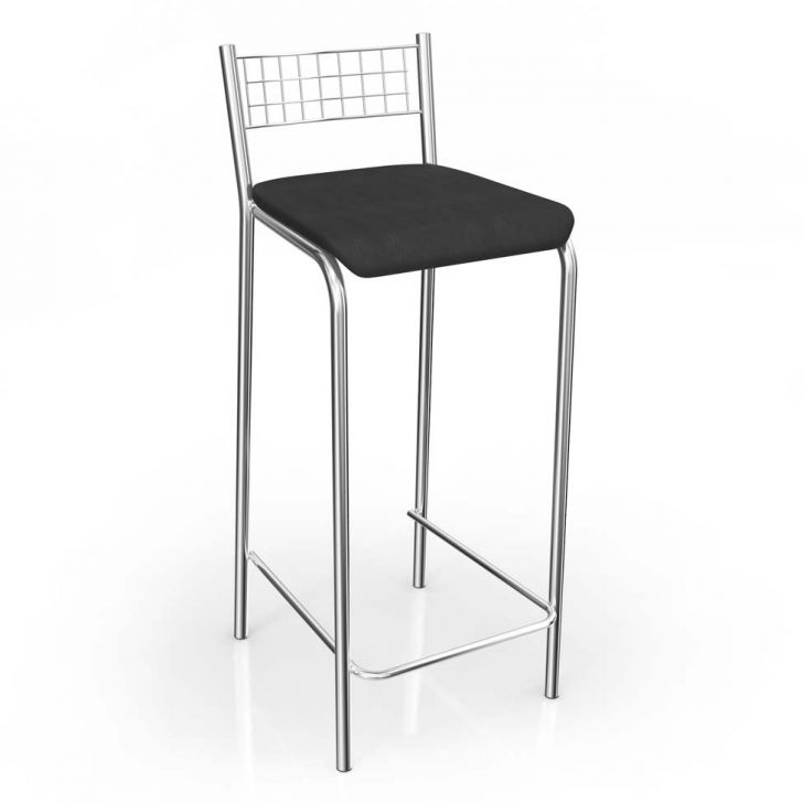 Banqueta Genova Cromado Preta