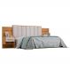 Cabeceira Queen Íris Estofada com 2 Mesas de Cabeceira D'Doro Cinamono Off White Ripado 1,60M