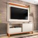Rack com Painel Extensível até 65 Polegadas Mondrian 1 Porta 1 Gaveta Off White e Freijó