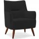Poltrona Decorativa Fixa Pés de Madeira Isabella D02 Veludo Preto C-300 - Lyam Decor