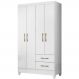 Guarda Roupa Solteiro Chile 4P 103 cm Branco Moval