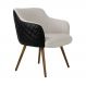 Poltrona Decorativa Kitana Pés Palito PU Sintético/Linho Preto/Areia G15 - Gran Belo