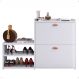Sapateira Vertical Milano 2 Gavetas Basculantes Prateleira Porta Calçados Banquinho Hall Entrada Canto Quarto Retrô - Branco - RPM
