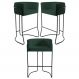 Kit 3 Banquetas Decorativas Base Aço Preto Betina B-303 Veludo Verde Musgo - Domi