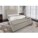 Conjunto Cabeceira Casal e Recamier Baú 1,40m Madrid Suede Bege Dal Poz Estofados