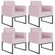 Kit 04 Poltronas Decorativas para Sala Recepção Base Fixa De Metal Helô L02 Suede Rosê - Lyam Decor