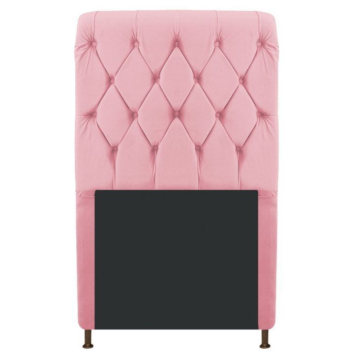 Cabeceira Estofada Cristal 90 cm Solteiro Com Capitonê Suede Rosa Bebê - Amarena Móveis