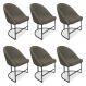 Kit 06 Cadeiras Poltrona de Jantar Bela Suede Marrom Rato Base Metálica Industrial Preto - Pallazio