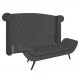 Cabeceira Cama Box Casal Queen 160cm Provença com Calçadeira Vêneto Z37 Veludo Chumbo - Mpozenato