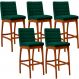 Kit 05 Banquetas Altas Para Cozinha Sala De Jantar Fixa Mila L02 Bouclê Verde - Lyam Decor
