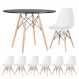 Mesa redonda Eames 100 cm preto + 6 cadeiras Eiffel DSW Branco