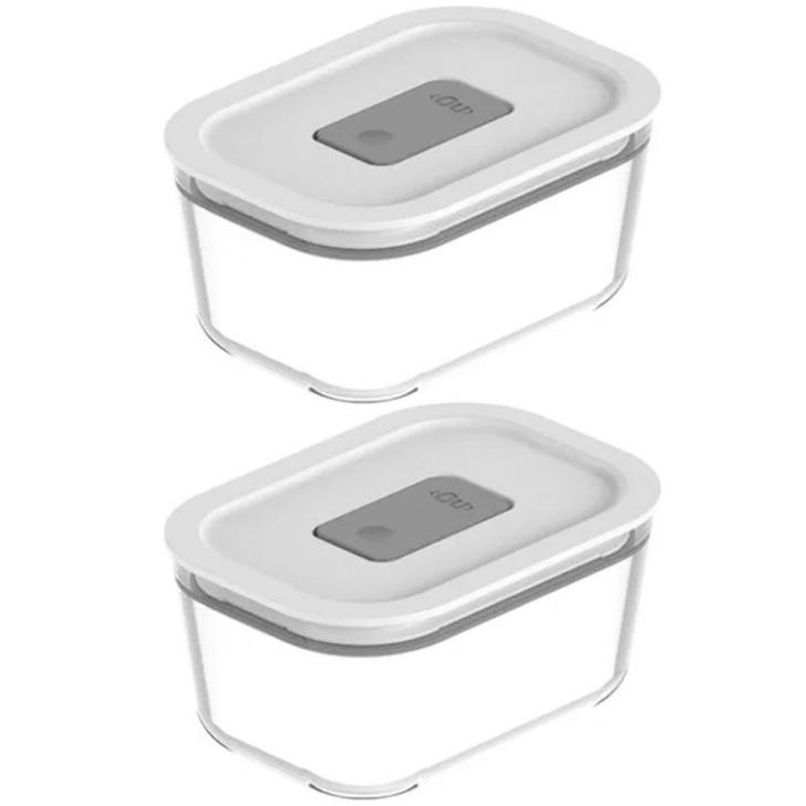 Kit 2 Potes De Vidro Borossilicato 370ml Hermético Fresh Lock Branco Marmita Ou