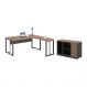 Mesa em L com Balcao Roxeon Noce Preto