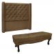 Kit Cabeceira e Calçadeira Recamier King 1,95m Vicenza Suede Caramelo - Pallazio