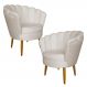Kit 2 Poltronas Decorativa Sala de Estar Pétala Veludo Bege - Montanaris Decor