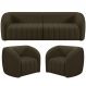 Kit Sofá 05 Lugares Para Sala 332 cm com 02 Poltronas Lazio M03 Veludo Marrom - Lyam Decor
