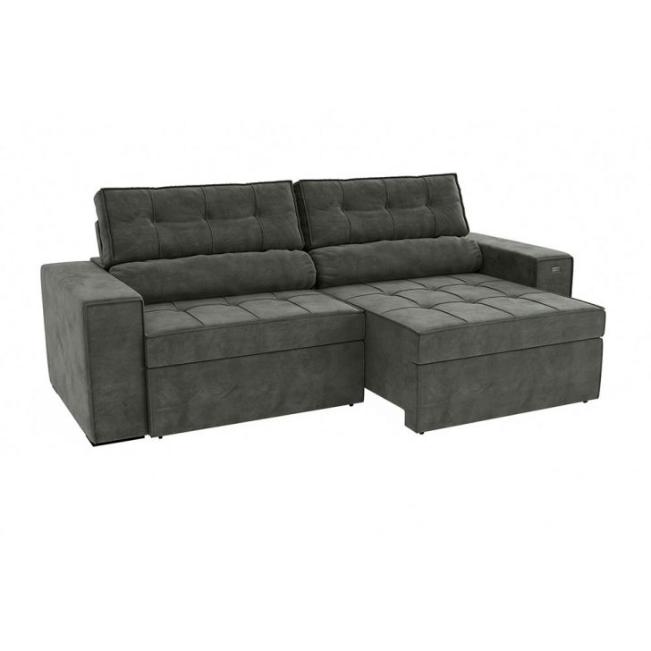 Image of Sofá 4 Lugares Retrátil E Reclinável Lanus Veludo Chumbo 250 Cm PLA-KA161UP69OPEMOB