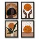 Kit 4 Quadros Decorativos Boho Mulher E Lua 24x18cm - com vidro