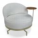 Poltrona Decorativa Andromeda Linho Bouclê Cinza Claro Base Giratória de Ferro - Pallazio