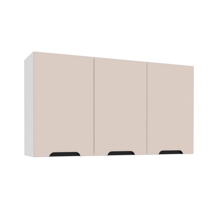 Armário Aéreo Meena 3 Portas Creme e Branco