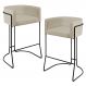 Kit 02 Banquetas Decorativas Fixa Base de Aço Preto Betina D02 Corano Bege C-26 - Lyam Decor