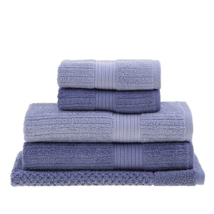 Jogo de banho Padrão 5 peças Buddemeyer Fio Penteado Azul claro e Azul escuro