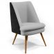 Poltrona Decorativa Pérsia Fixa Pés Palito D02 Linho Cinza D-315 Corano Preto B-97 - Lyam Decor