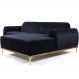Sofá 6 Lugares com Chaise Direito Para Sala Molino 350 cm D02 Veludo Azul Marinho B-287 - Lyam Decor