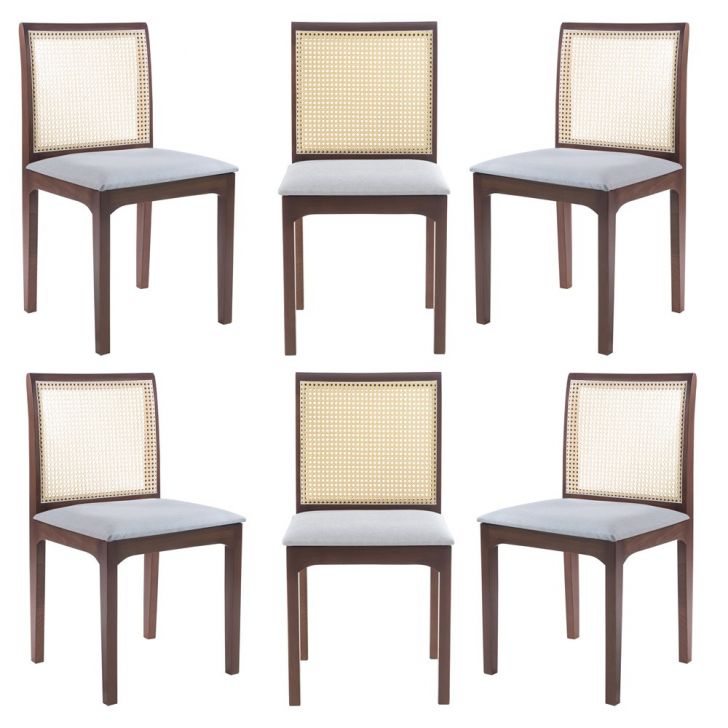 Kit 6 Cadeira Decorativa Sala de Jantar Steve Amêndoa G55 - Gran Belo