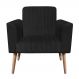 Poltrona Viena Gomada Suede Preto Pés Palito Natural D'Rossi