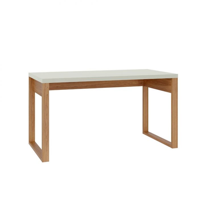 Mesa de Escritório Lanes 100% MDF Off White e Freijó