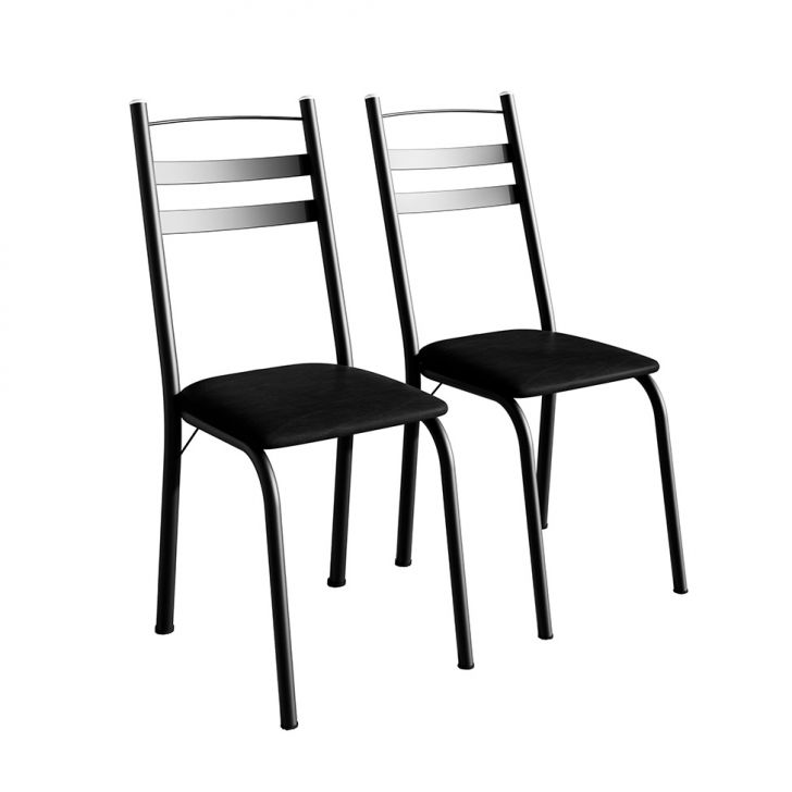 Conjunto com 2 Cadeiras Peters Revestimento Sintético Preto