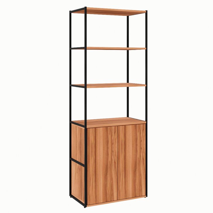 Armário de Escritório Shelf 2 PT Nogal Sevilha e Preto 173 cm