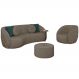 Conjunto Decorativo Sofá 240cm e Poltrona Clarke com Puff Round Veludo Bege G45 - Gran Belo