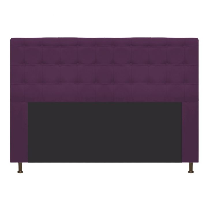 Cabeceira Estofada Dama 195 cm King Size Com Botonê Suede Roxo - Amarena Móveis