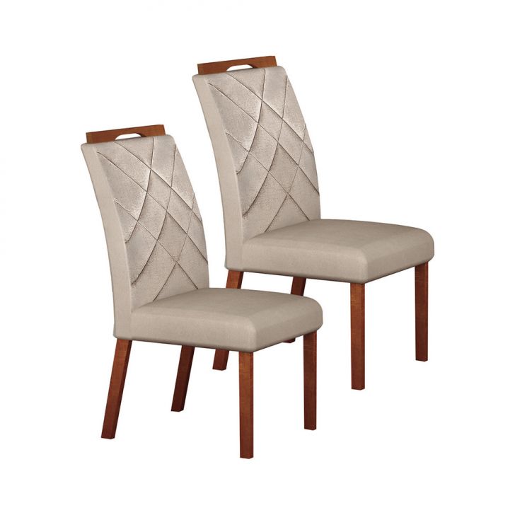 Conjunto com 2 Cadeiras Larissa Camurça Palha e Marrom