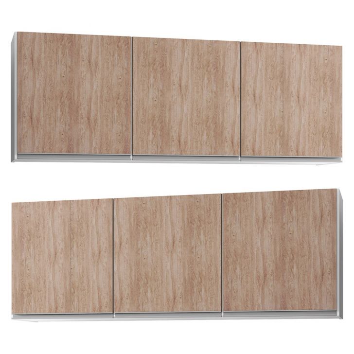 Kit 2 Armários Aéreos 150cm 3 Portas Argélia Branco/Castanho - Lumil