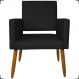 Poltrona Decorativa Reforçadas Para Sala Isa Suede Preto Pé Castanho - Clique E Decore